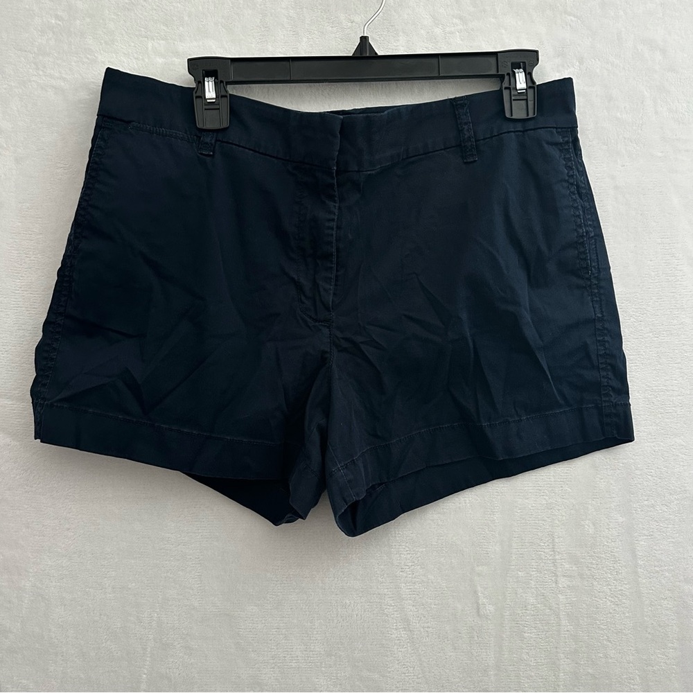 J. Crew Women’s Shorts Size 12 Navy Casual Flat Front Coin Pocket Cotton Blend
